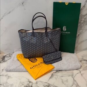 Goyard St. Louis Goyardine Gray Tote Bag with Pouch